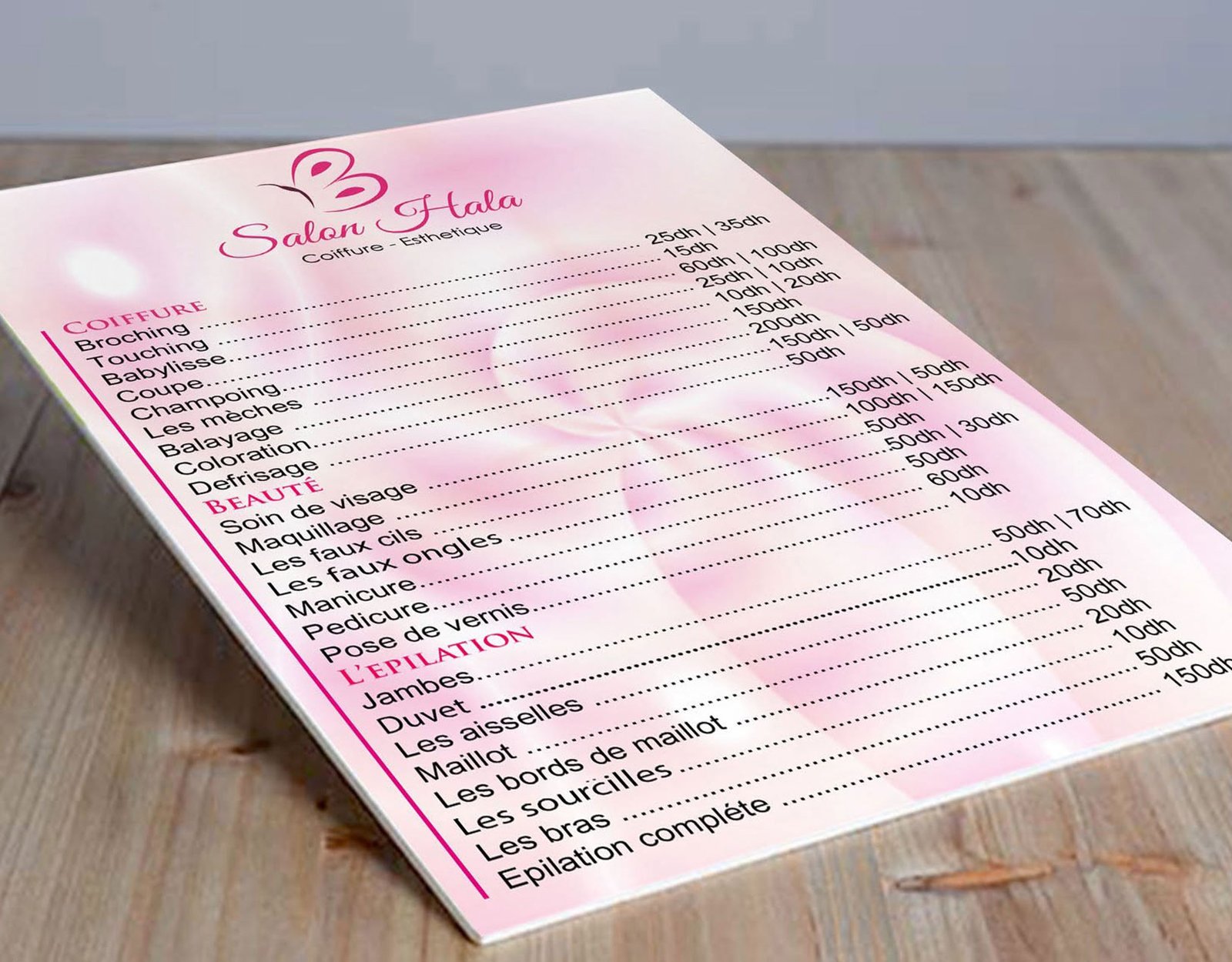 Impression affiches menu